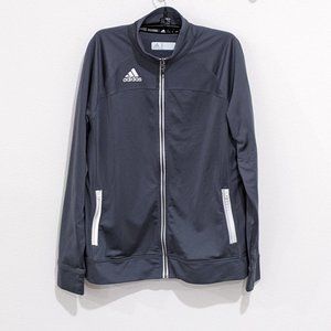 Adidas Gray White Striped Climalite Jacket Size Large with Zippered Pockets